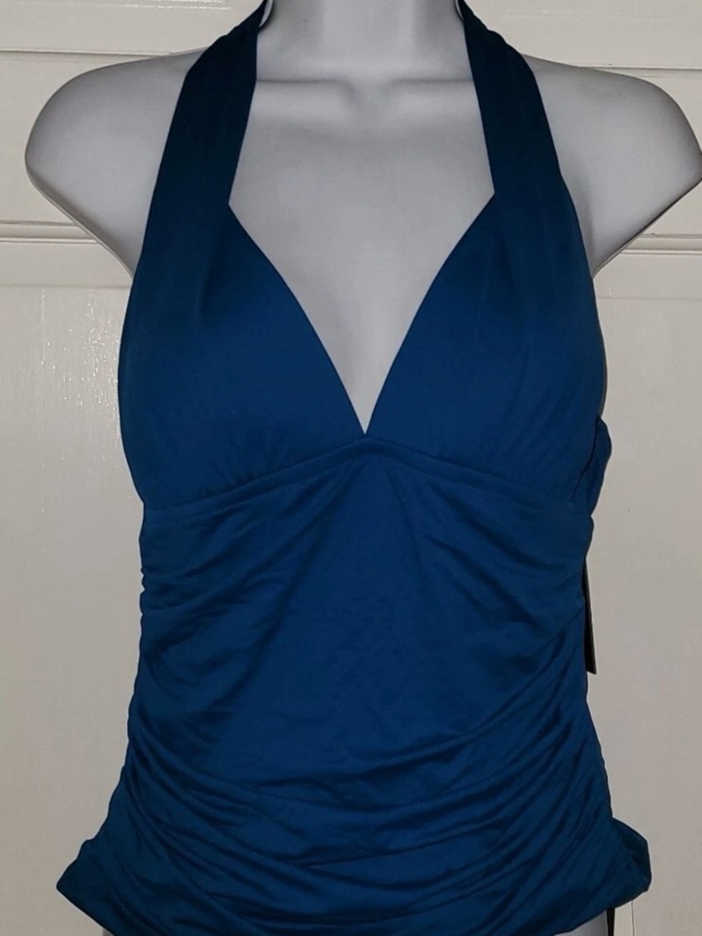 LIKE NEW! La Blanca Blue Halter Swim Tank Top Sz 8 Tankini ‘Island Goddess’